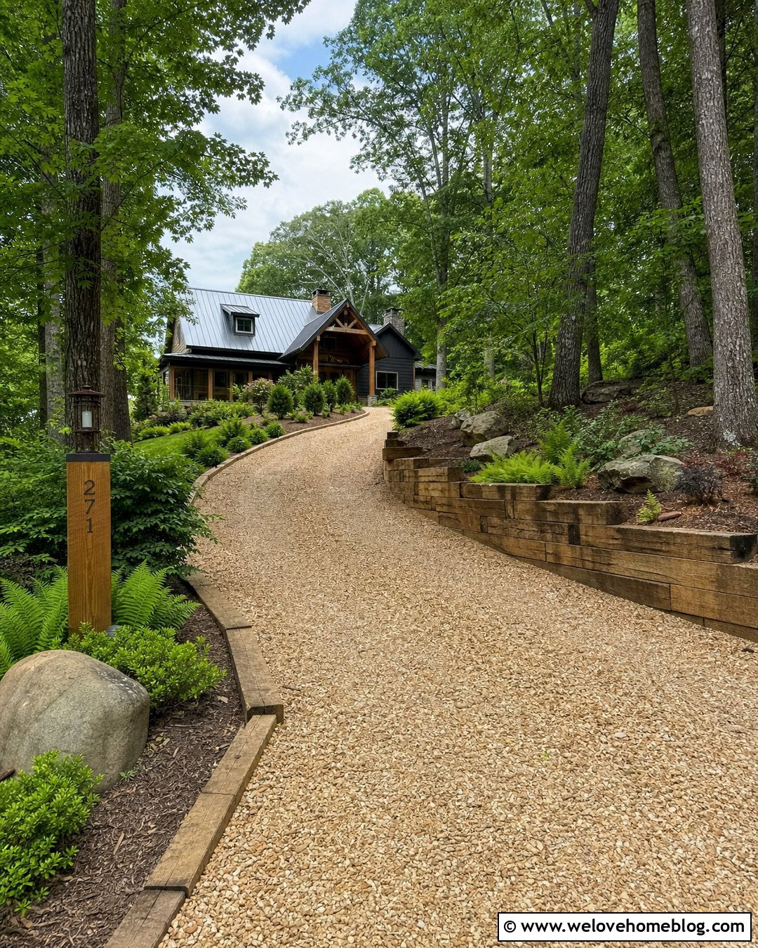 Crushed Stone Driveway With Timber Edging - 20 Driveway Through Woods Ideas