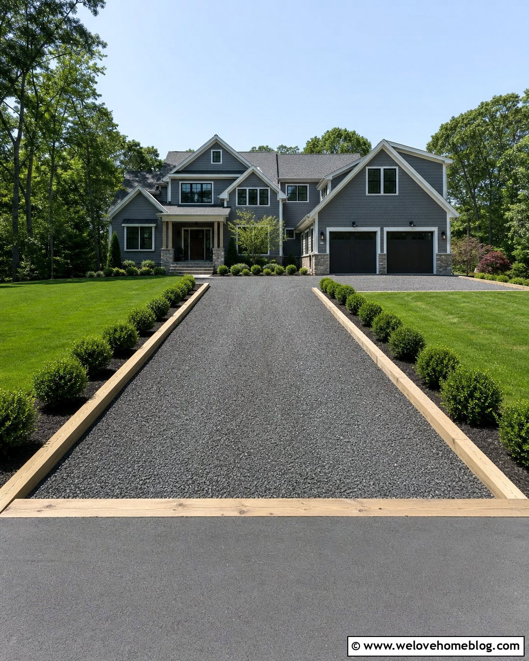 Crushed Stone Driveway With x Timber Edging - 20 timber driveway edging ideas