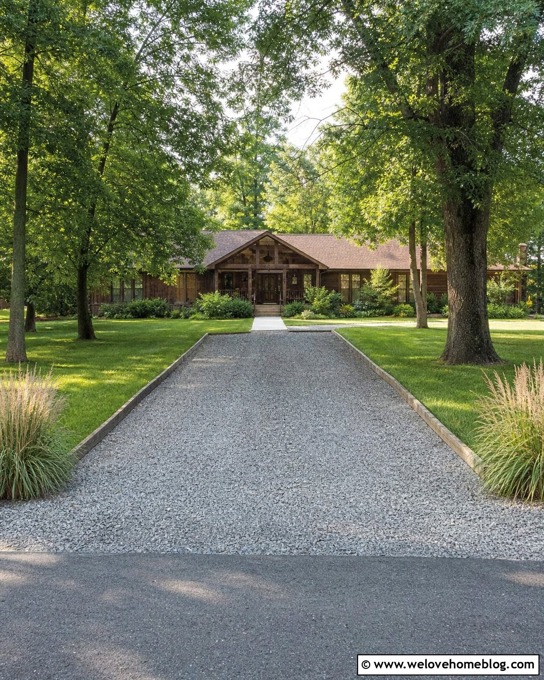 Crushed Stone Gravel Driveway With Timber Edging - 35 Gravel Driveway Cheap Ideas