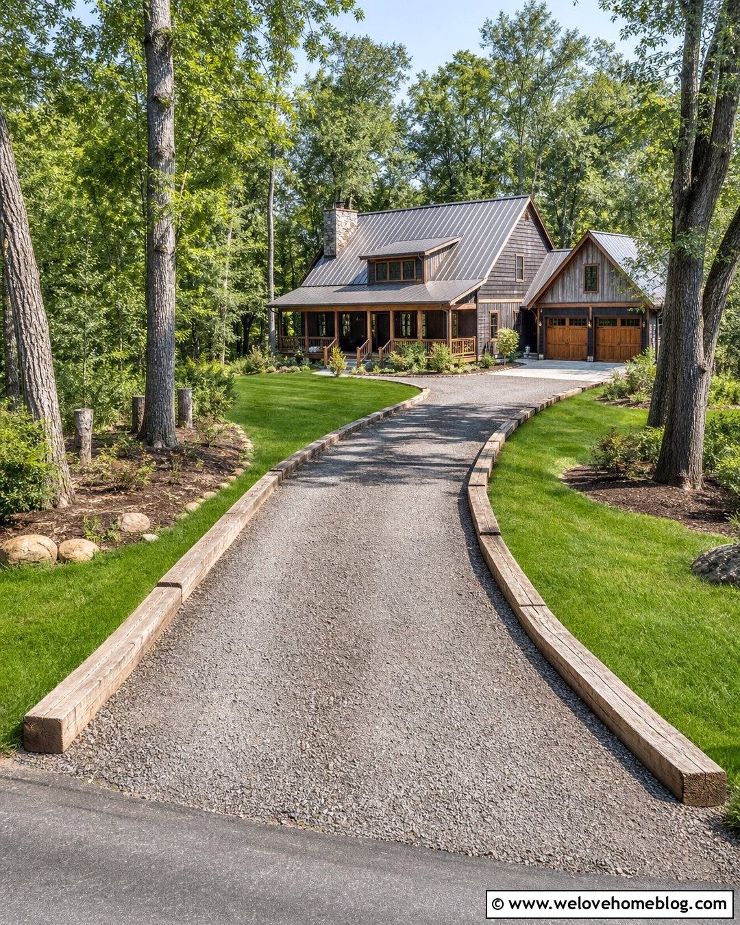 Crusher Run Driveway With Railroad Tie Edging - 35 cheap driveway ideas
