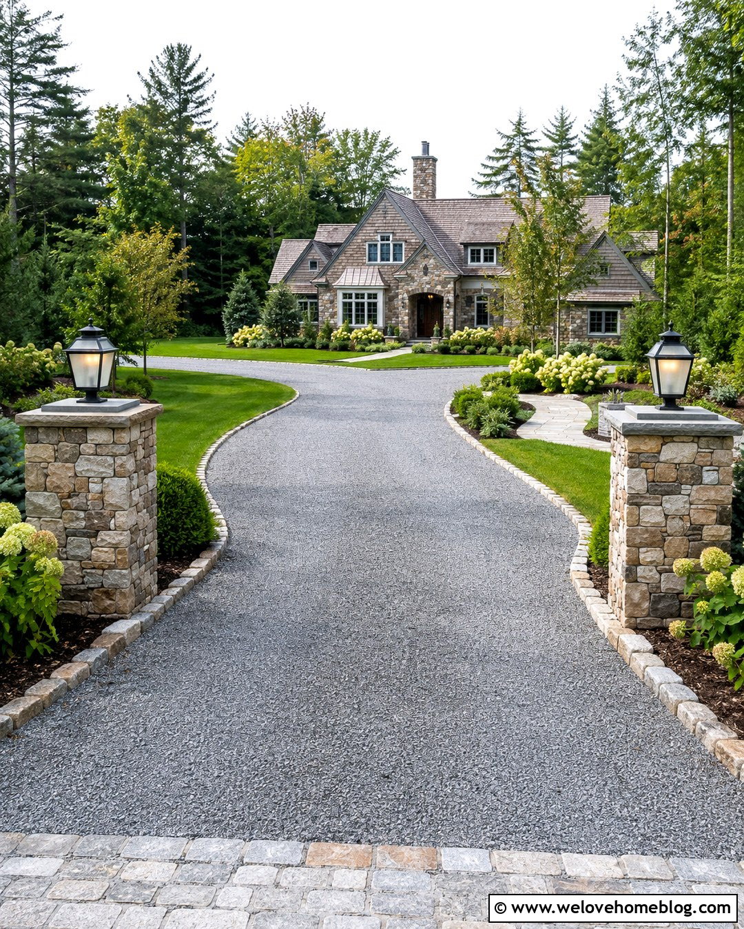 Crusher Run Driveway With Stone Pillars - 20 Crusher Run Driveway Ideas