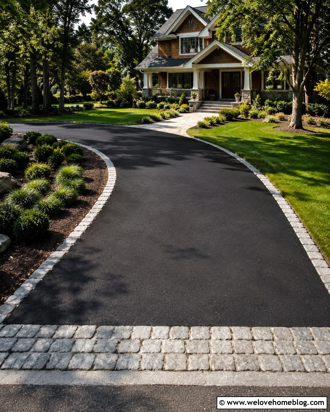 Curved Asphalt Driveway With Belgian Block Edging - 20 driveway asphalt ideas