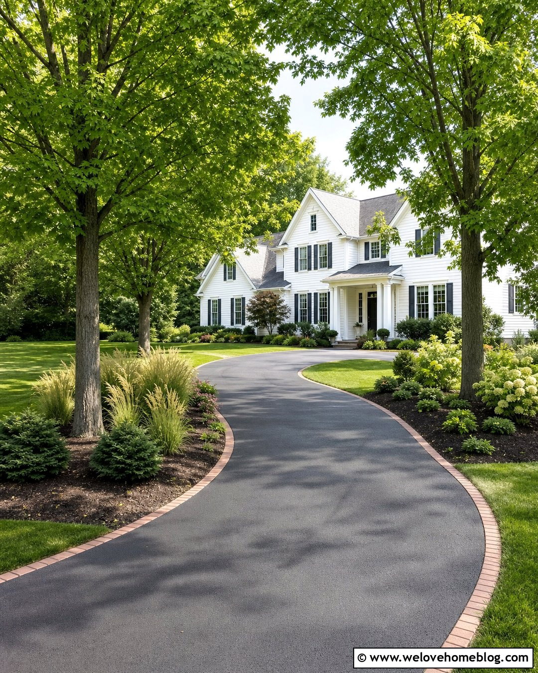 Curved Asphalt Driveway With Maple Trees - 20 Driveway With Trees On Either Side Ideas