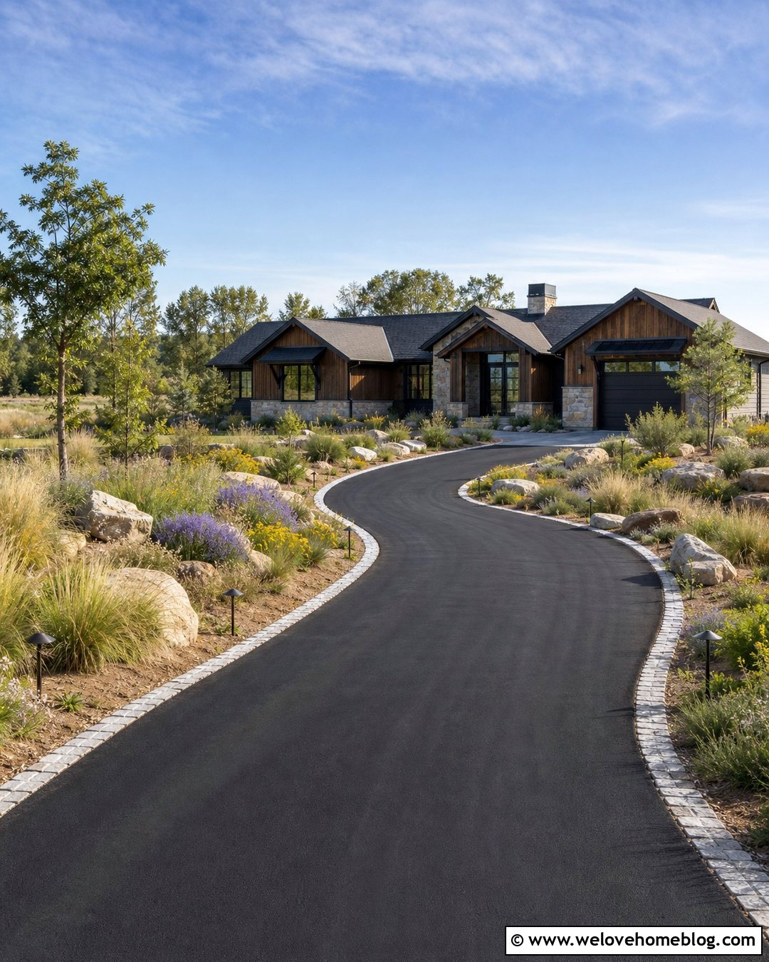 Curved Asphalt Driveway With Native Landscaping - 25 long driveway landscaping entrance ideas