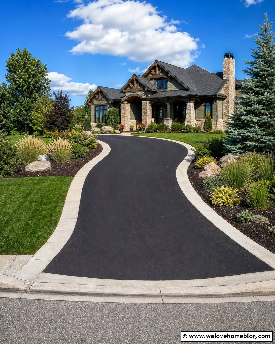 Curved Asphalt Driveway With Wide Concrete Border - 20 asphalt driveway with concrete border ideas