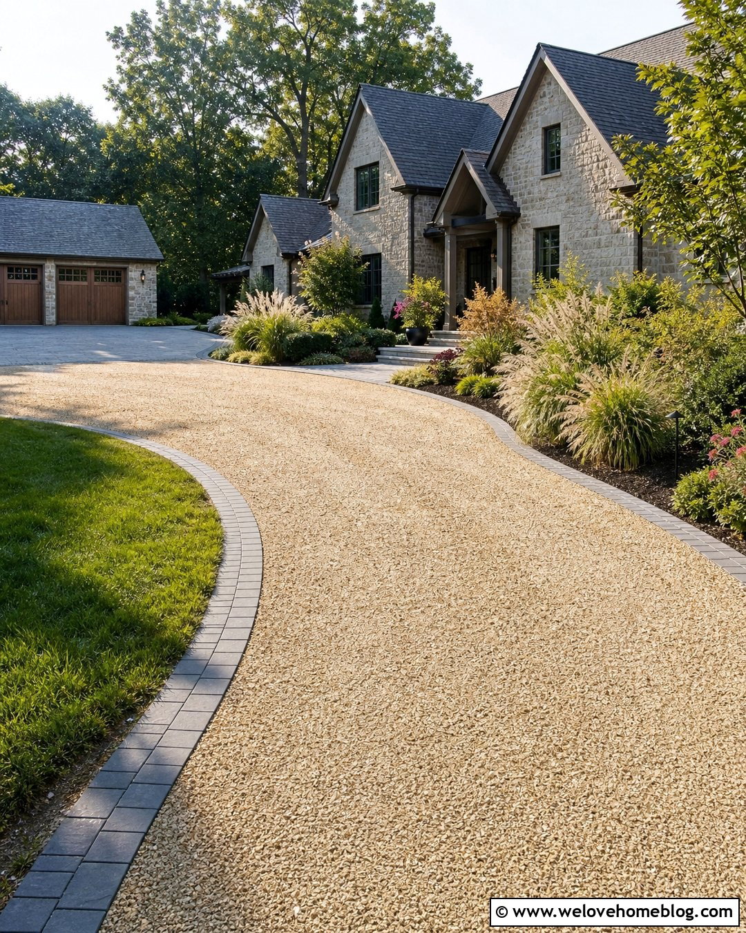Curved Block Paving And Gravel Driveway - 20 Block Paving And Gravel Driveway Ideas