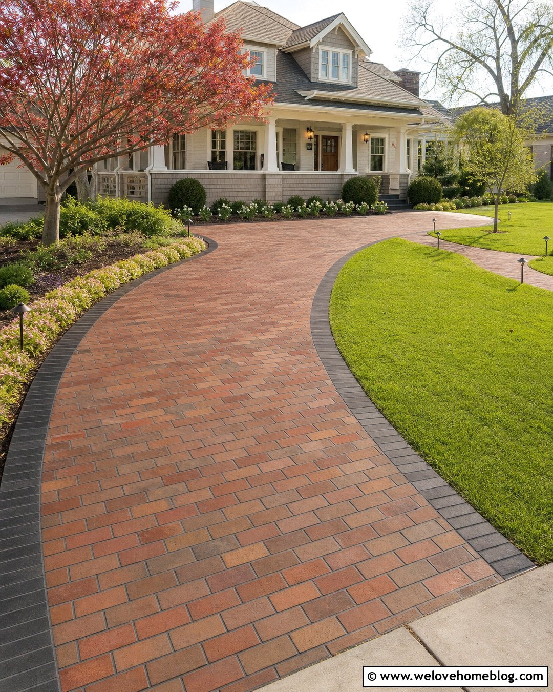 Curved Brick Driveway - 35 Brick Driveway Ideas