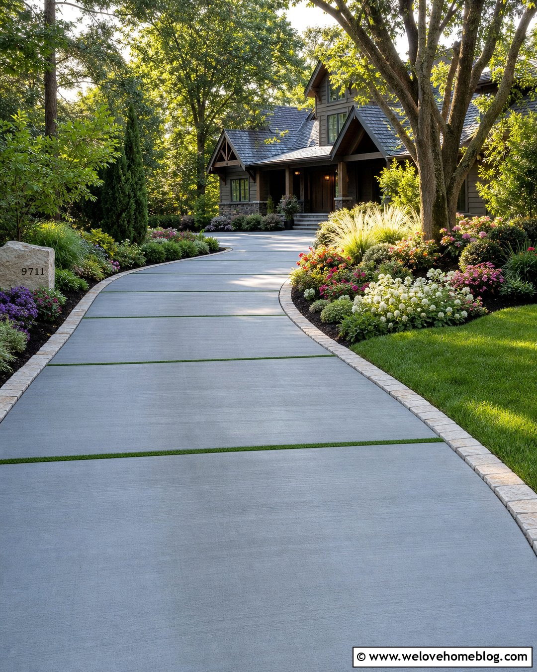 Curved Cement Grass Driveway - 20 Cement Grass Driveway Ideas