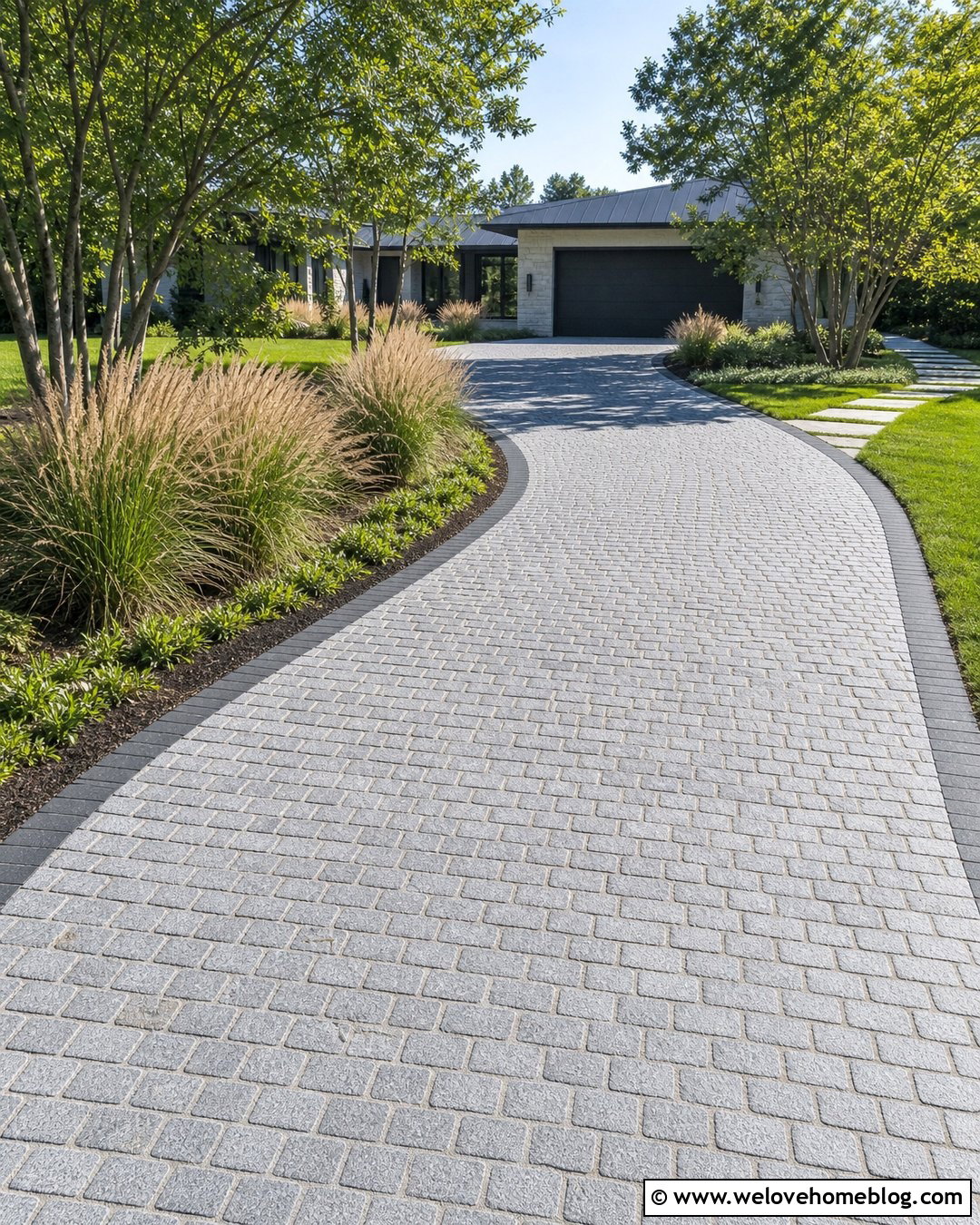 Curved Cobblestone Driveway - 20 Modern Cobblestone Driveway Ideas