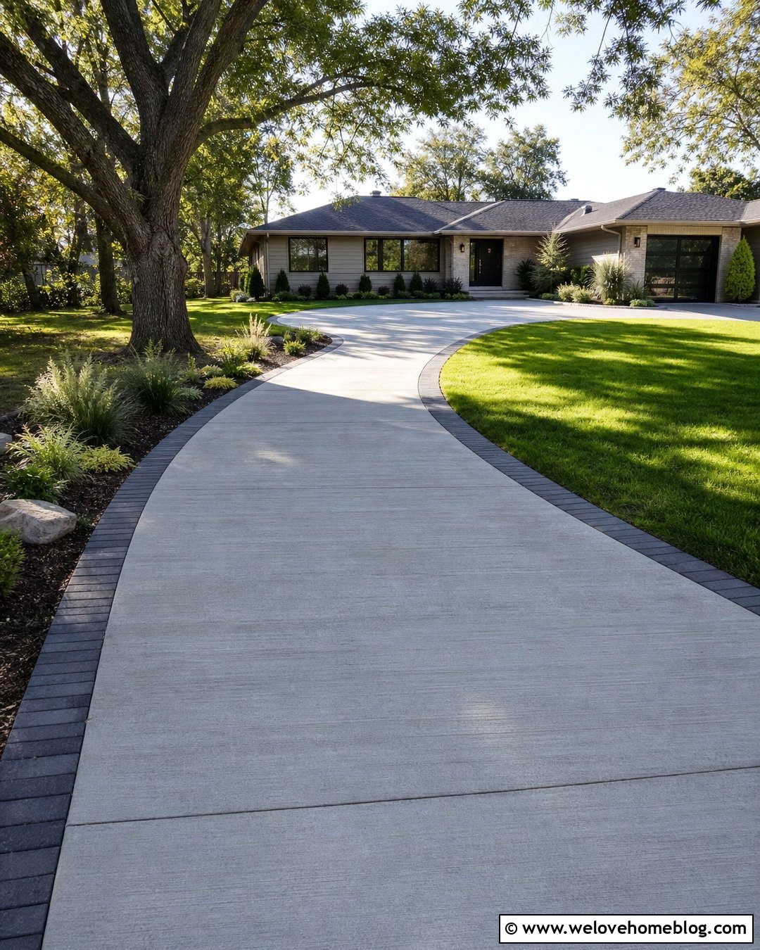 Curved Concrete Driveway - 25 Driveway Paving Design Ideas