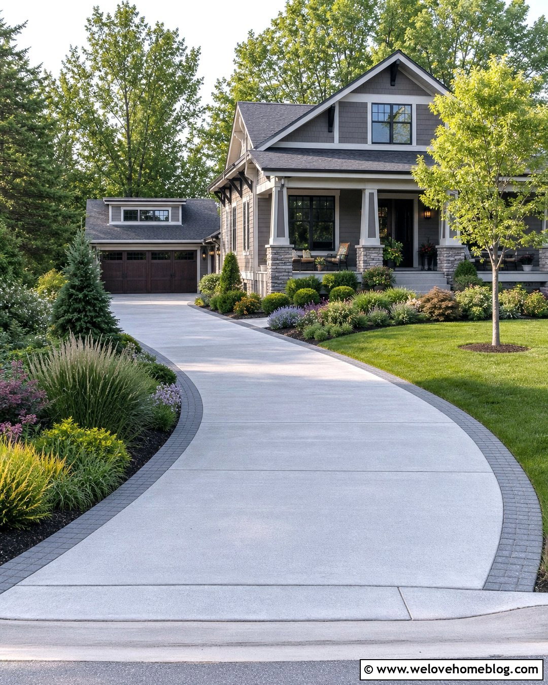 Curved Concrete Driveway Landscaping - 20 front house driveway landscaping ideas
