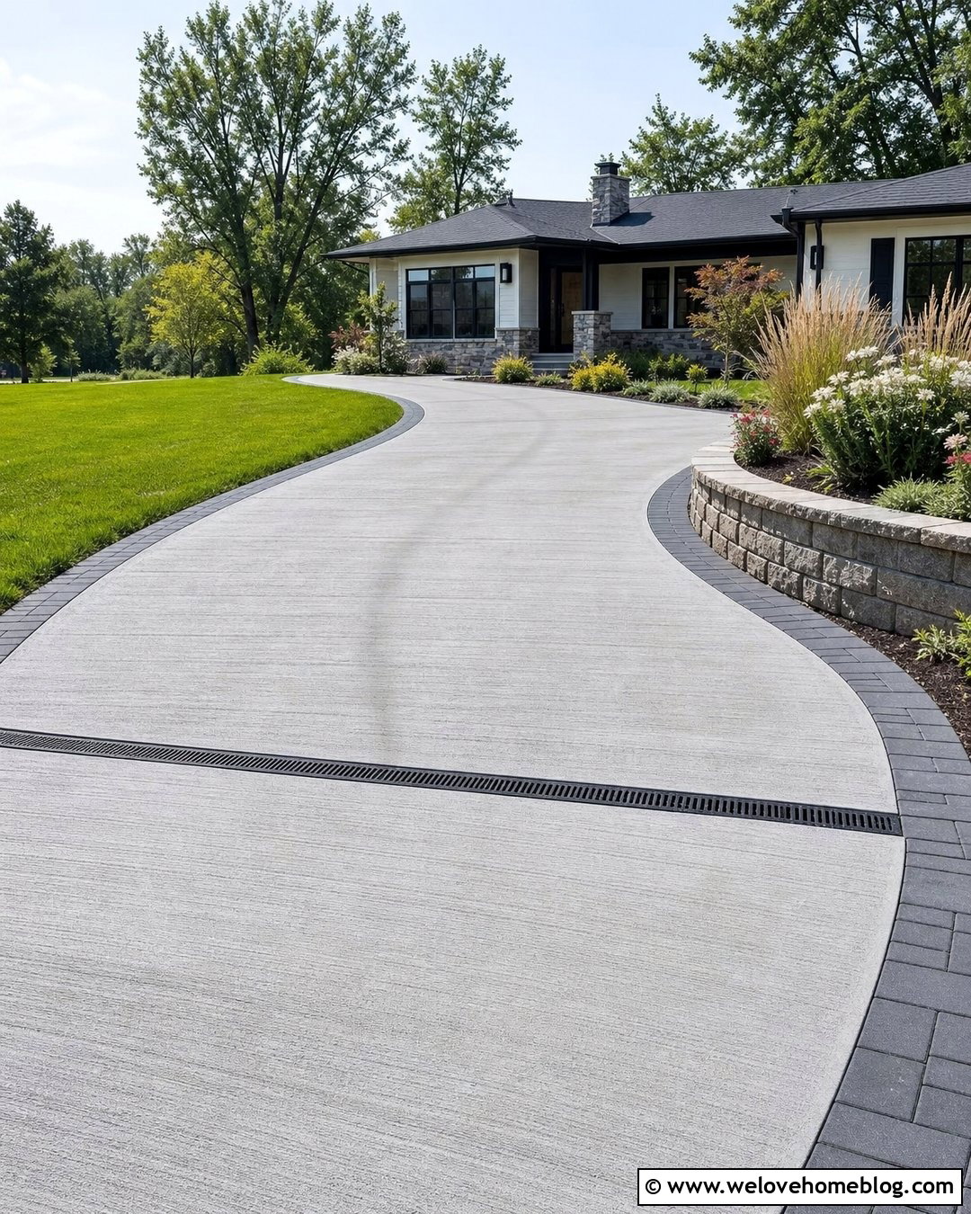 Curved Concrete Driveway With Channel Drain - 20 channel drains driveways ideas