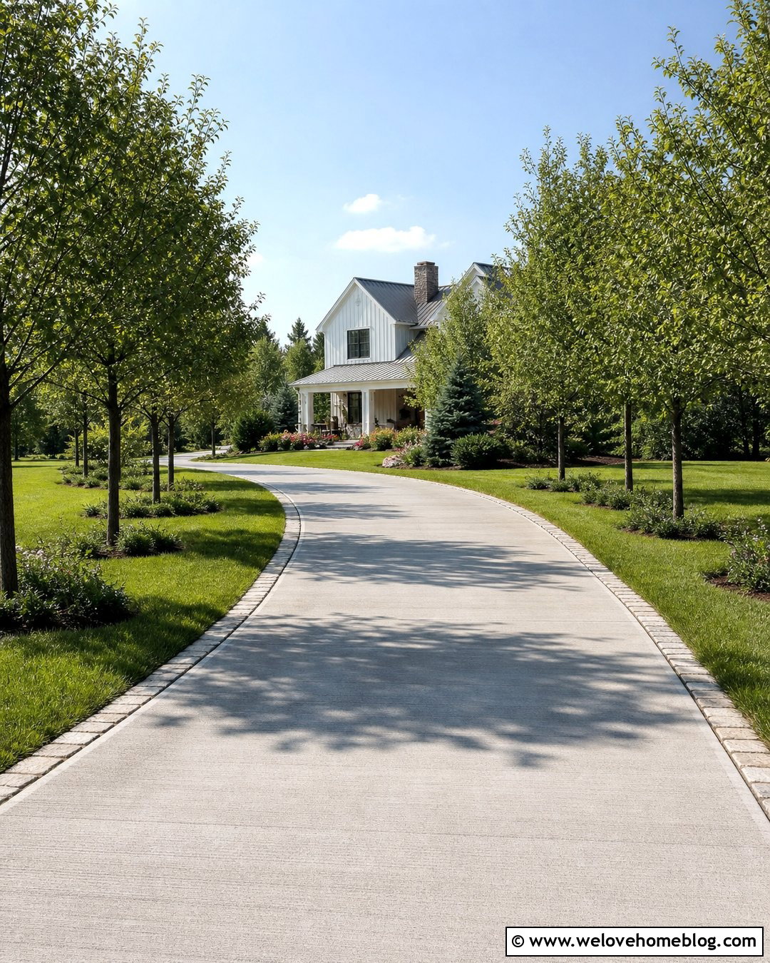 Curved Concrete Driveway With Tree Lining - 20 curved concrete driveway ideas
