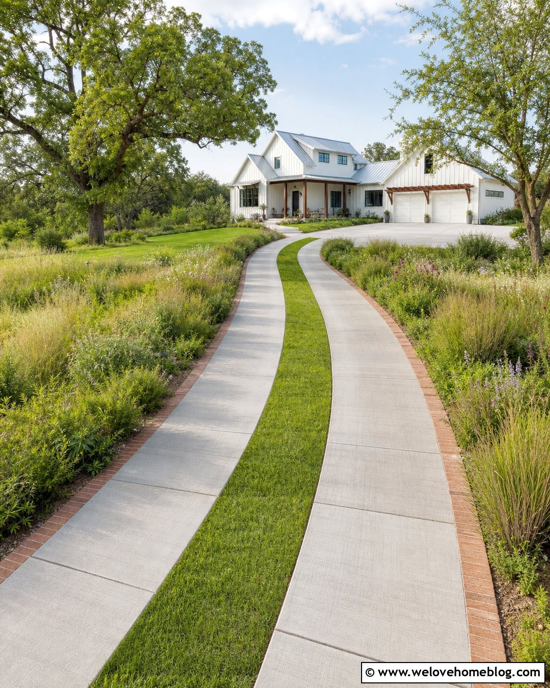 Curved Concrete Ribbon Driveway - 20 curved concrete driveway ideas