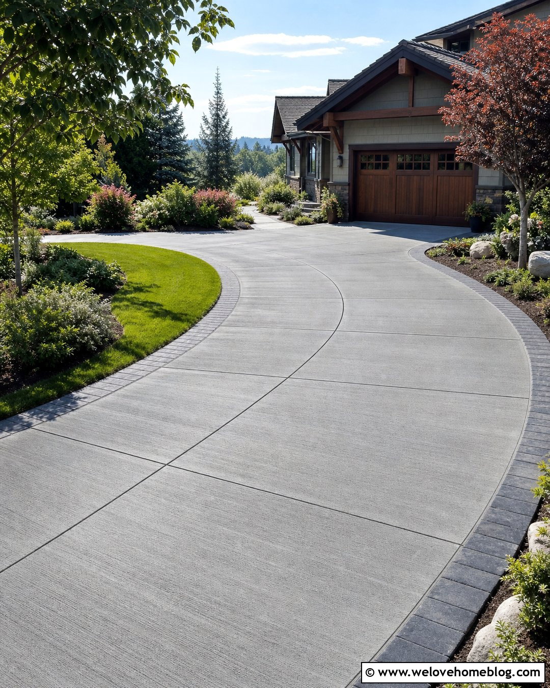Curved Concrete Slab Driveway - 20 Concrete Slabs Driveway Ideas