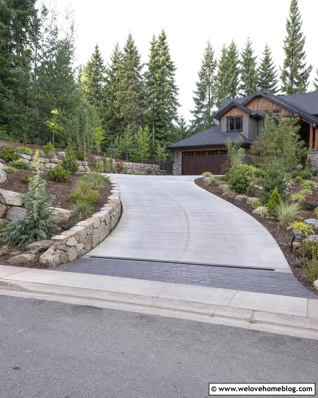 Curved Concrete Steep Driveway - 20 steep driveway down to house ideas