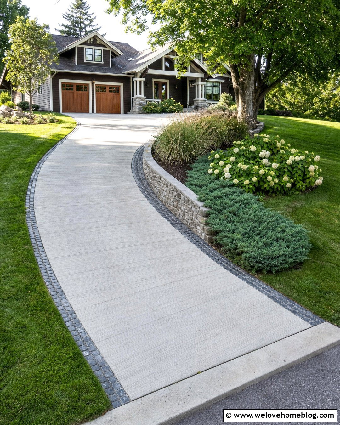 Curved Concrete Steep Driveway - 35 Steep Driveway Ideas
