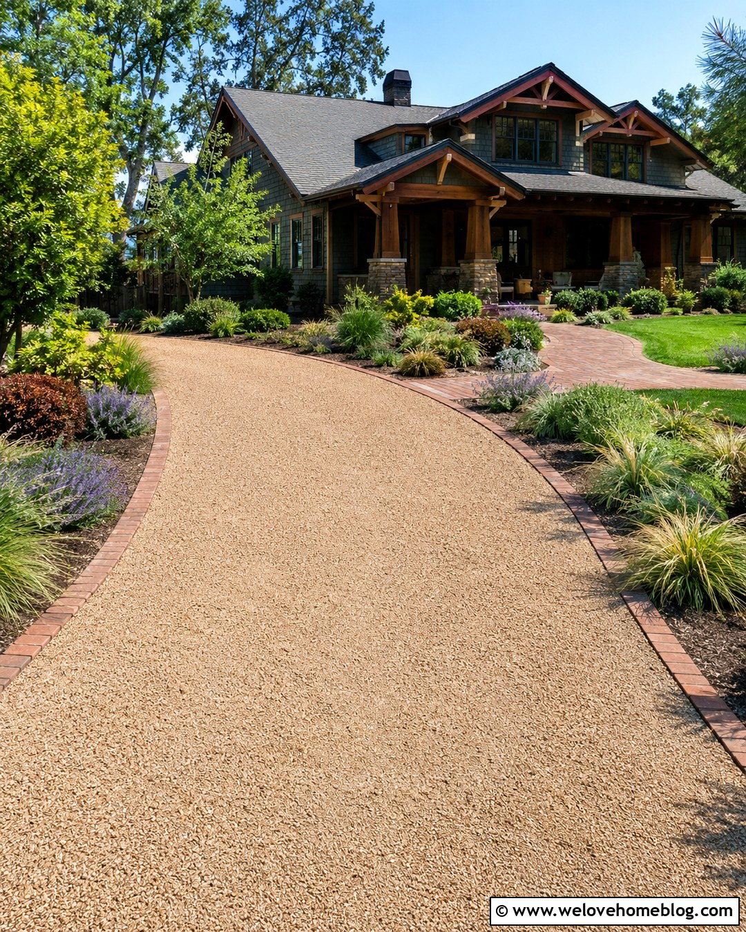 Curved Crush And Run Driveway With Brick Edging - 20 Crush And Run Driveway Ideas