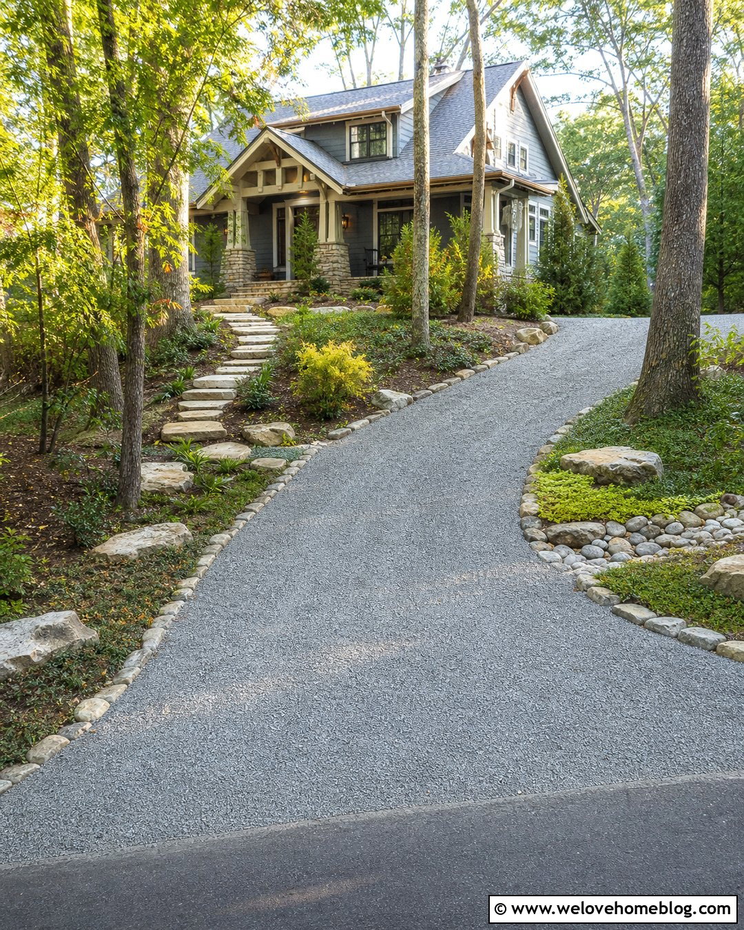 Curved Crushed Granite Driveway With Stone Edging - 25 Crushed Granite Driveway Ideas