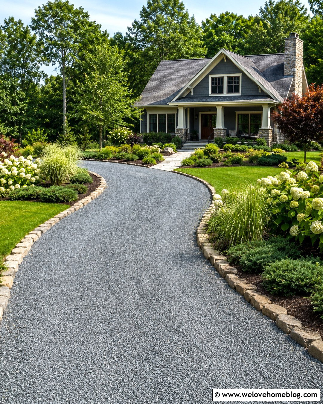 Curved Crusher Run Driveway With Stone Borders - 20 Crusher Run Driveway Ideas