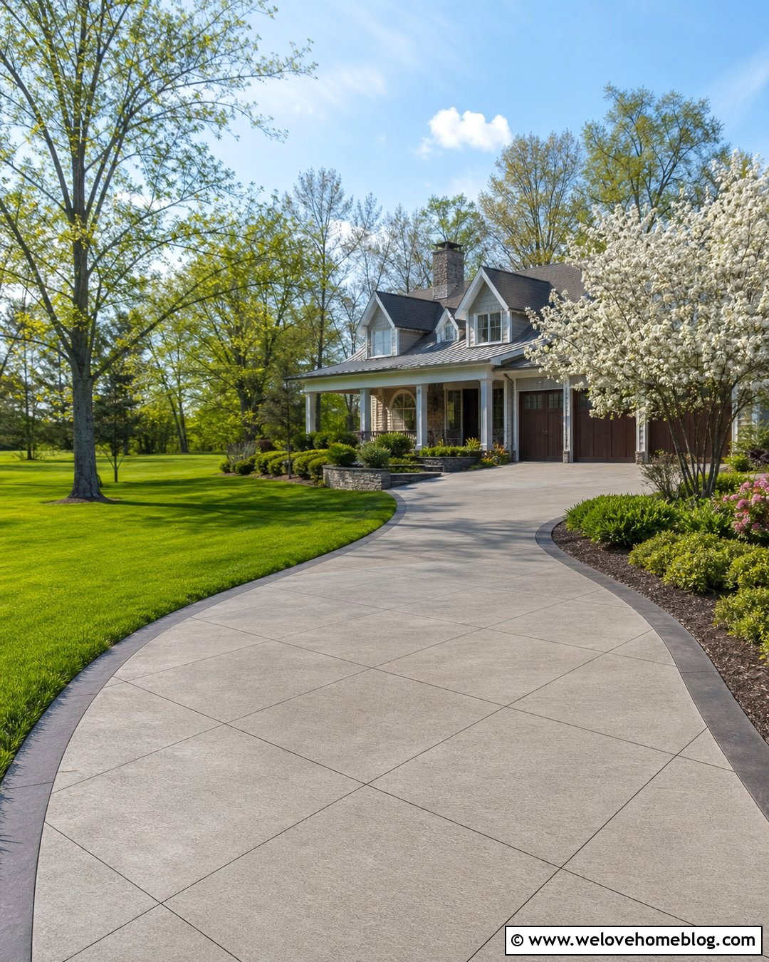 Curved Diamond Cut Concrete Driveway - 20 Diamond Cut Concrete Driveway Ideas