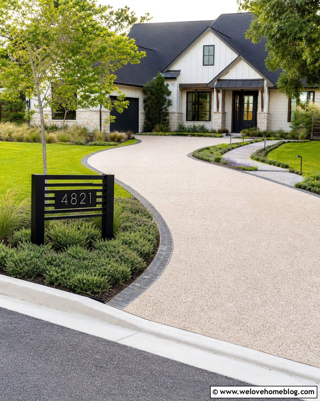 Curved Driveway Address Sign Bed - 35 house number sign for yard driveways ideas