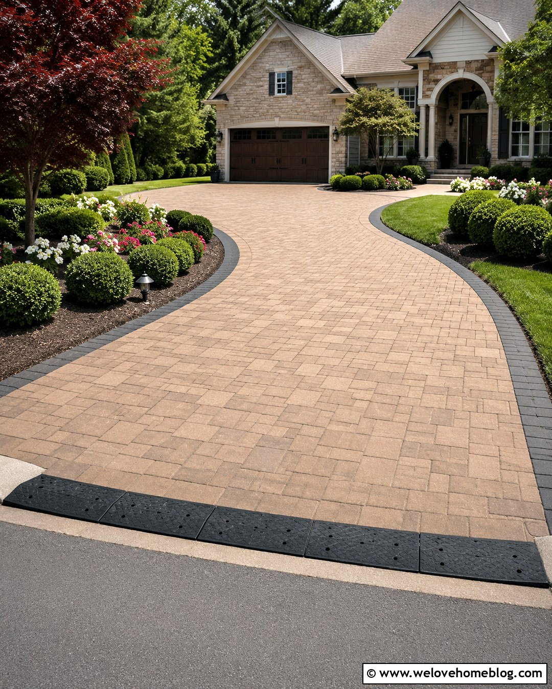 Curved Driveway Curb Ramp With Paver Driveway - 20 Driveway Curb Ramp Ideas
