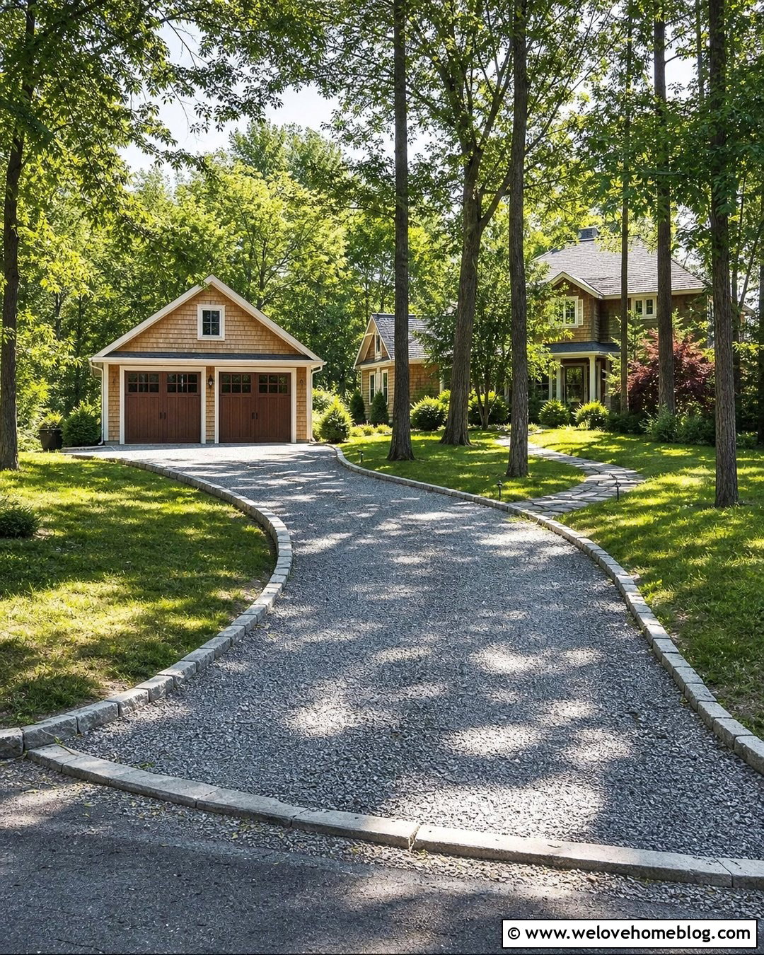 Curved Driveway Extension To A Detached Garage - 30 Extended Driveway Ideas