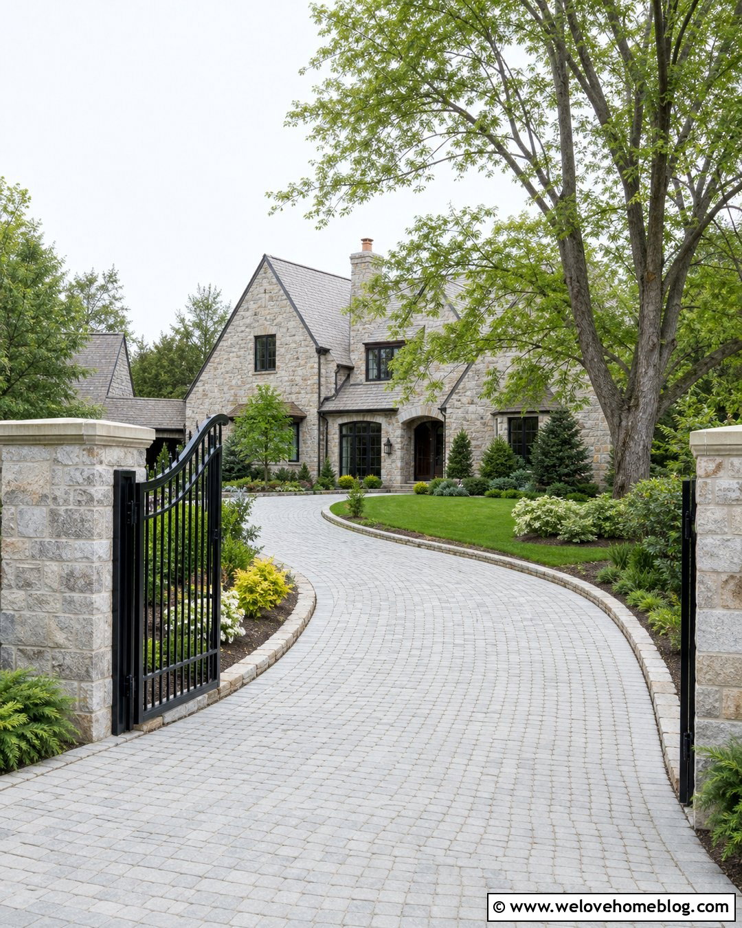 Curved Driveway Gate Entrance - 45 Driveway Gate Ideas