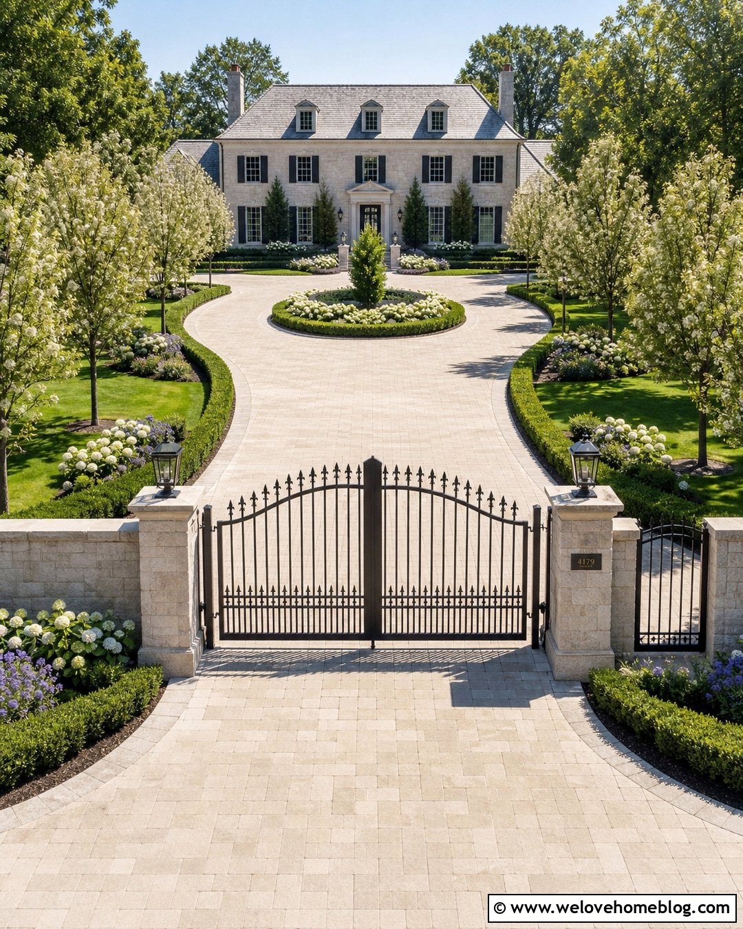 Curved Driveway Gate With Formal Hedges - 20 Entryway Gates Driveway Ideas