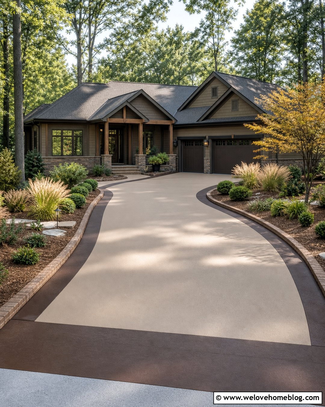 Curved Driveway Paint With Sweeping Border - 30 driveway paint ideas