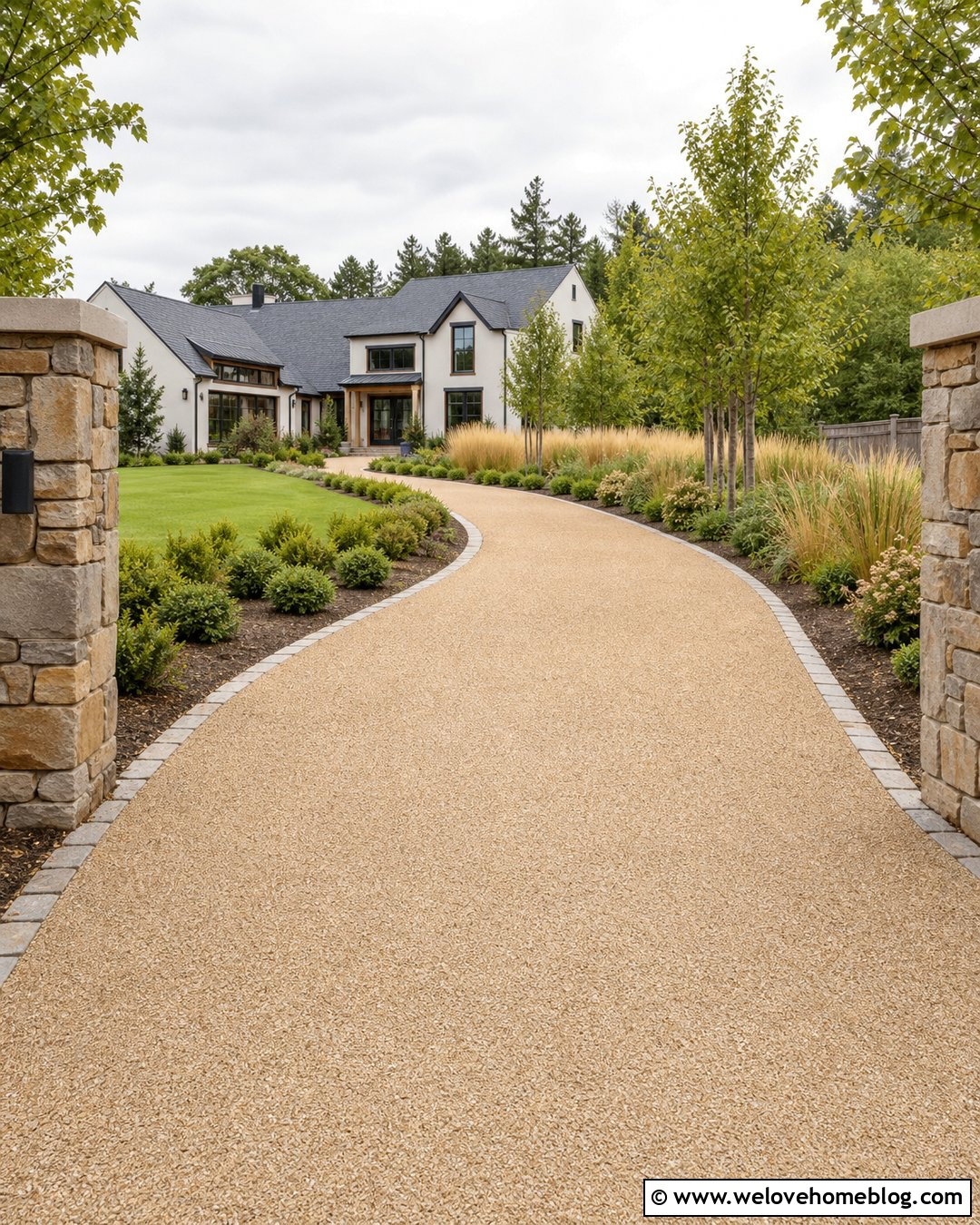 Curved Driveway Planting - 35 Driveway Planting Ideas