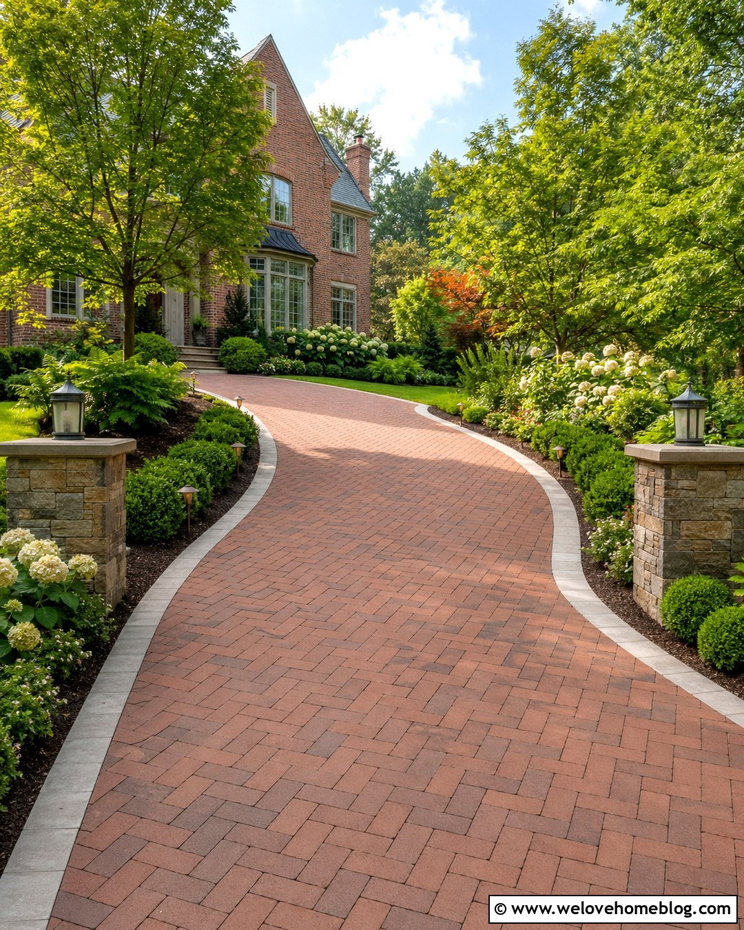 Curved Driveway With Garden Lighting - 20 Curved Driveway In Lush Garden Ideas