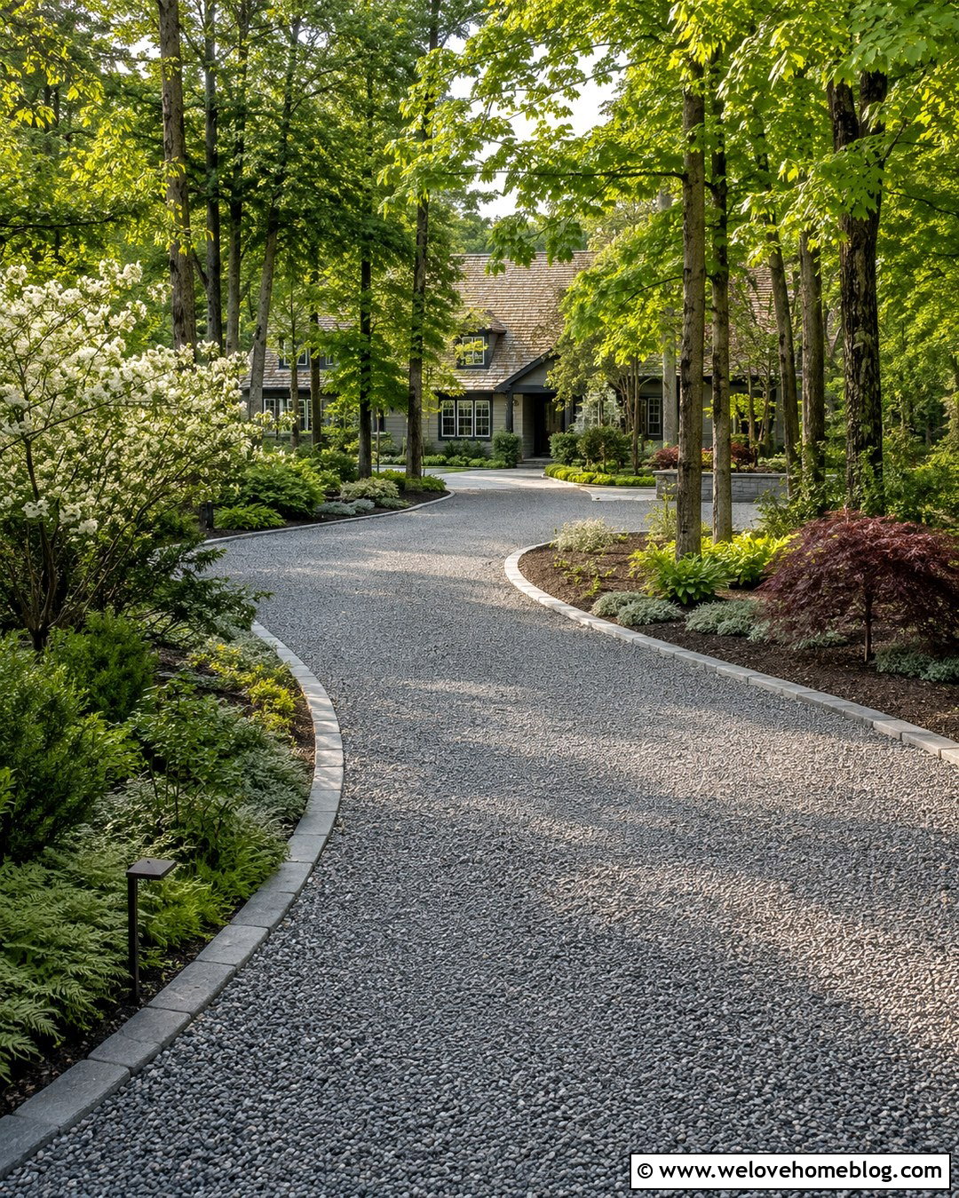 Curved Driveway With Granite Kerbing - 20 Driveway Kerbing Ideas