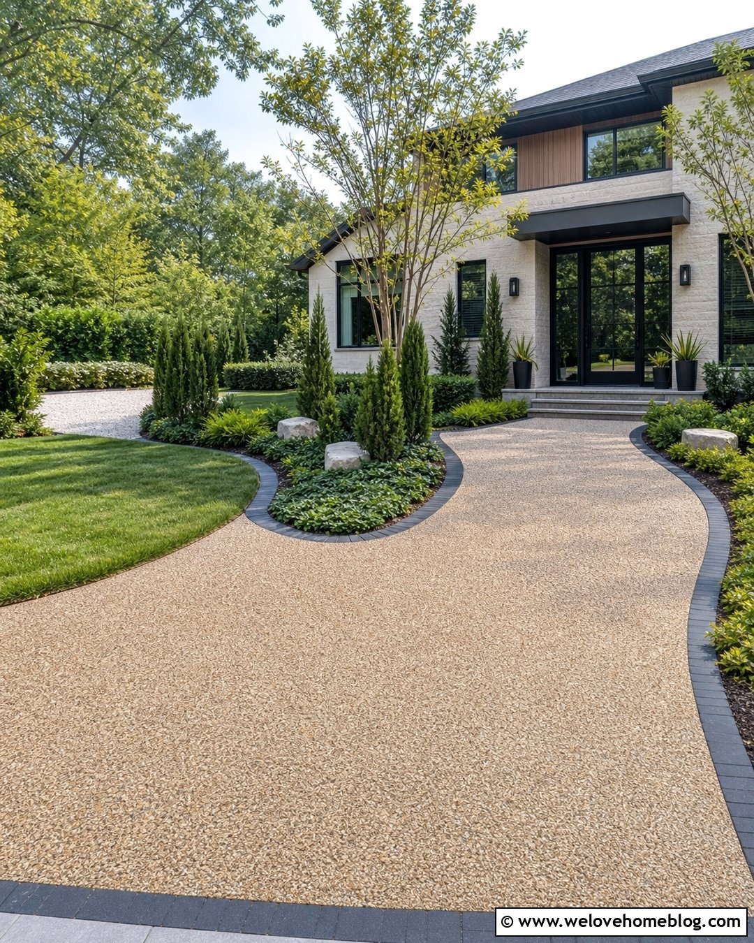 Curved Driveway With Hidden Parking Pad - 20 Driveway With No Garage Ideas