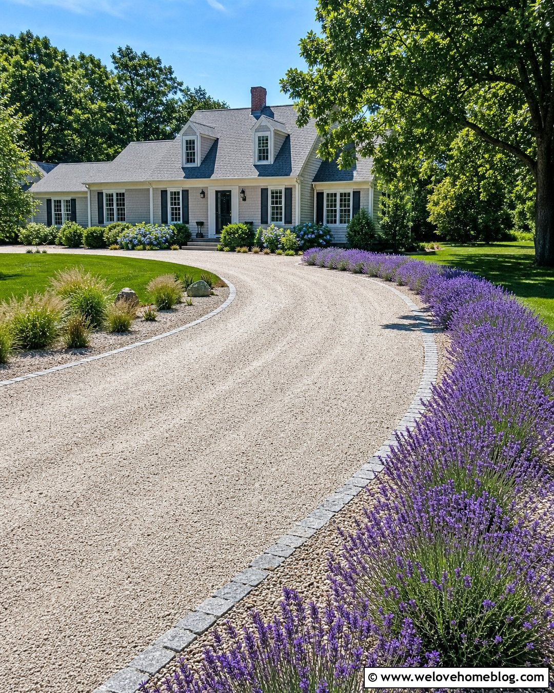 Curved Driveway With Lavender Border - 20 lavendar border driveway ideas