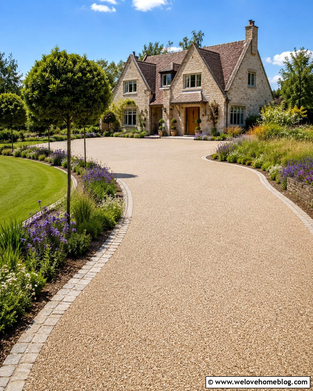 Curved Driveway With Small Trees - 20 Driveway Landscaping Uk Ideas