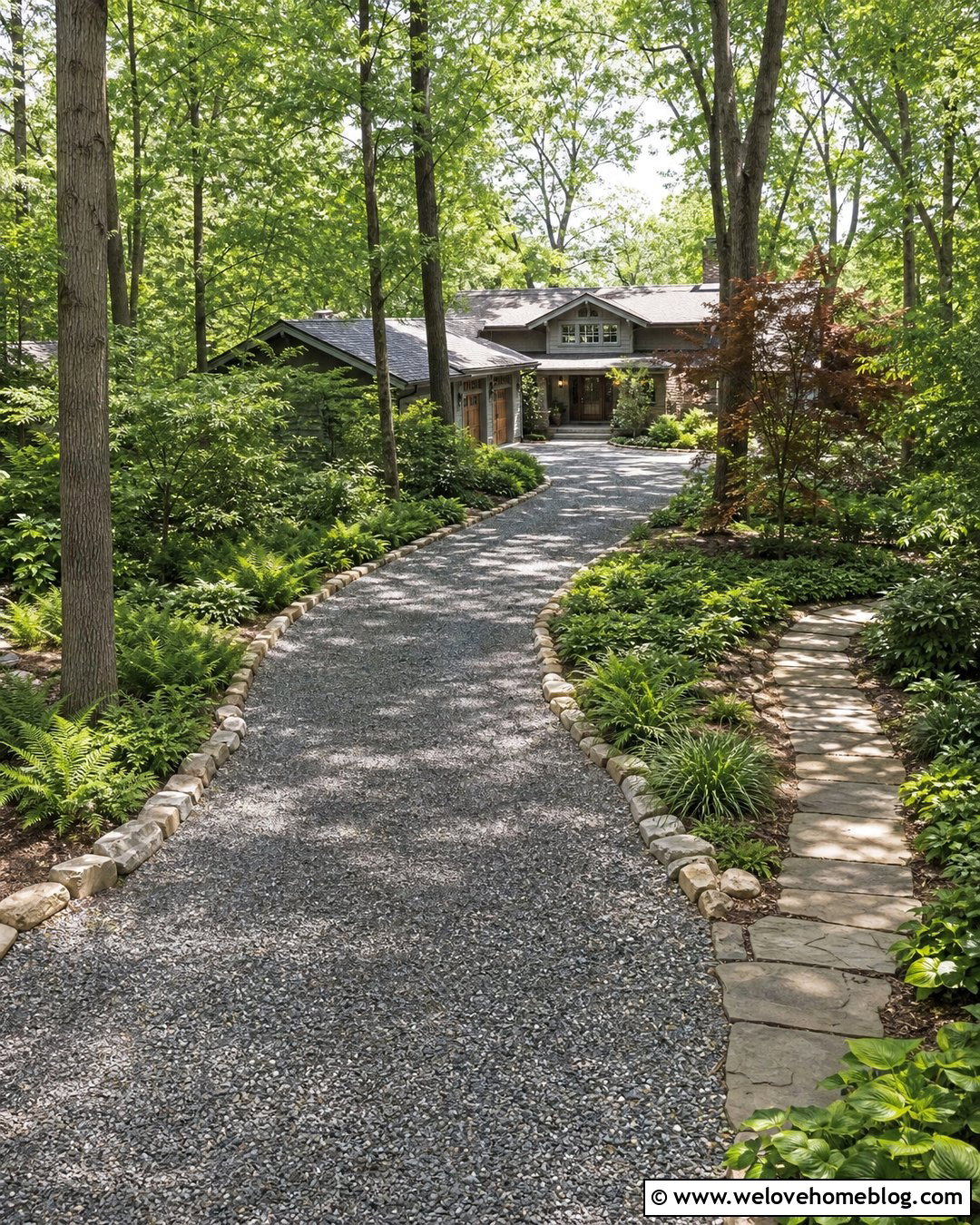 Curved Driveway With Woodland Garden - 20 garden with driveway ideas