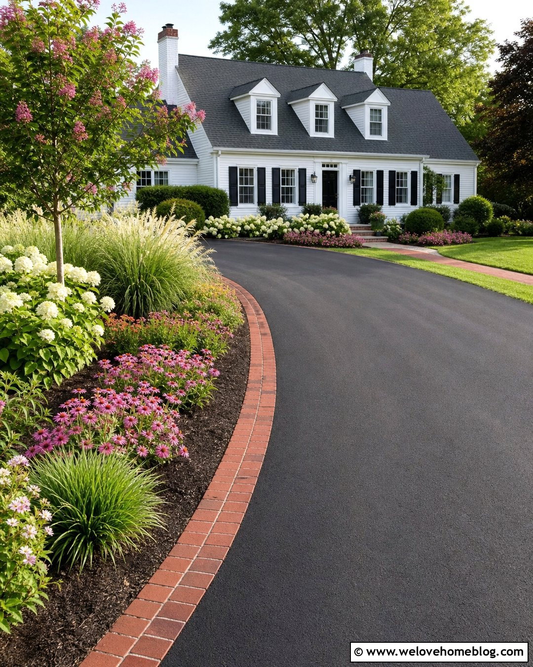 Curved Flower Bed Next to Driveway - 20 front yard landscaping next to driveway ideas