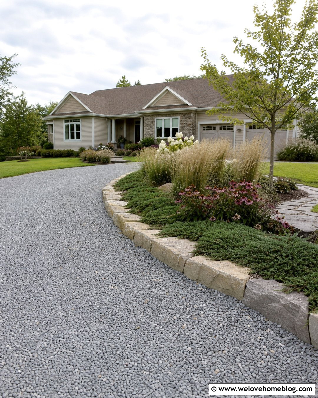 Curved Gravel Driveway Berm