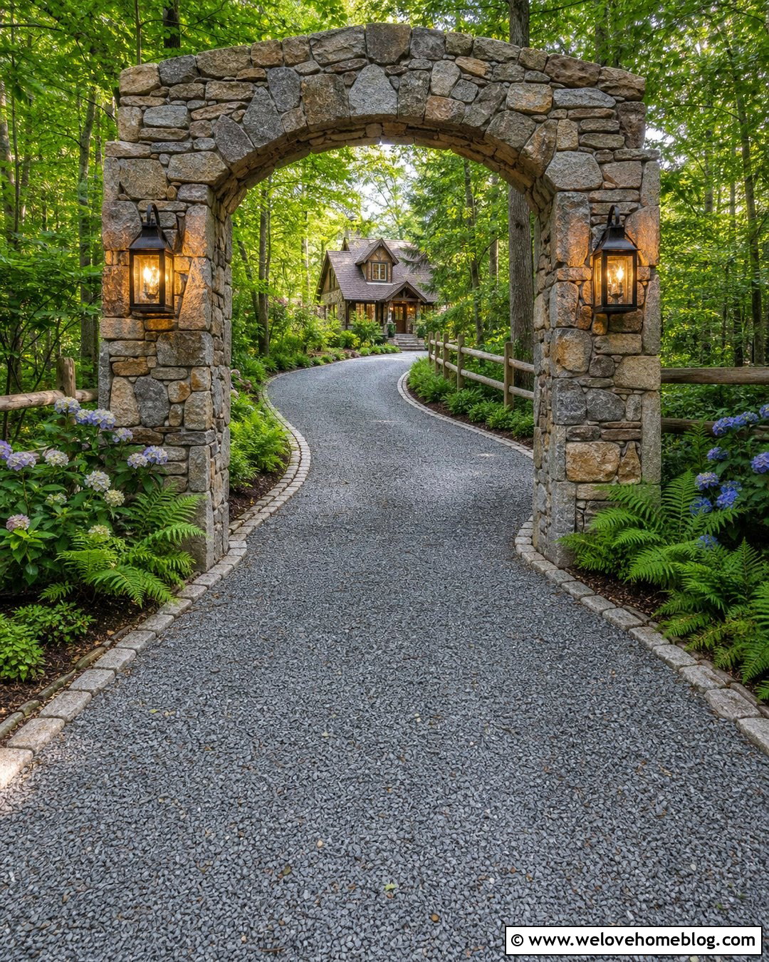 Curved Gravel Driveway Entrance Archway