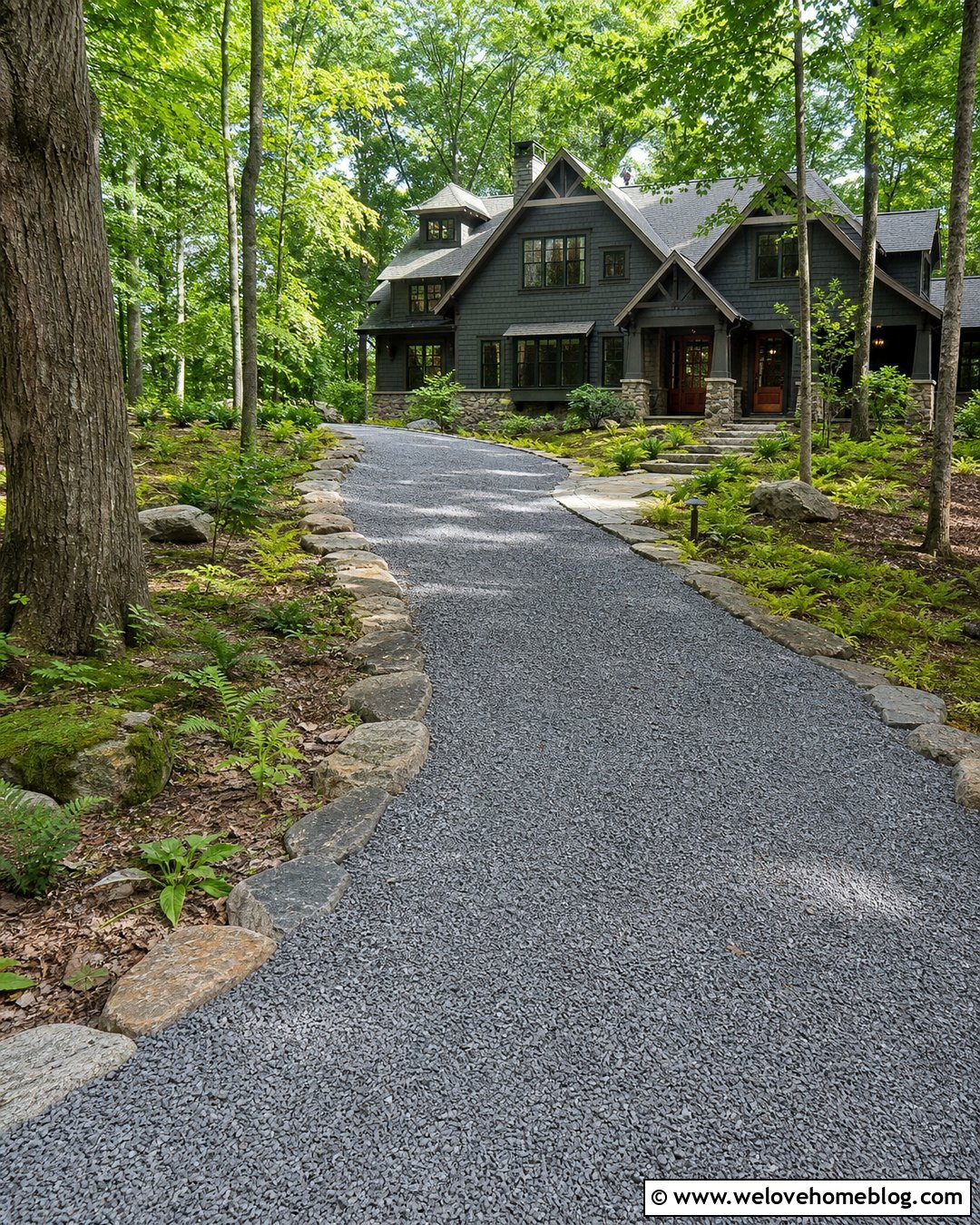 Curved Gravel Driveway Through Woods - 20 Driveway Through Woods Ideas