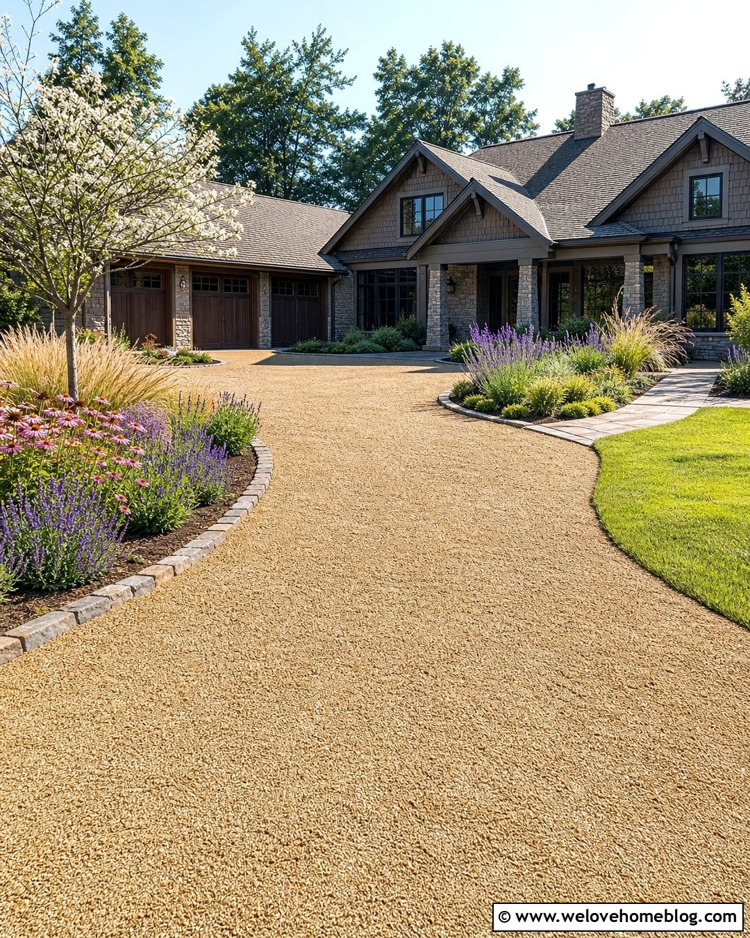 Curved Gravel Driveway With Flower Beds - 35 gravel driveway landscaping ideas