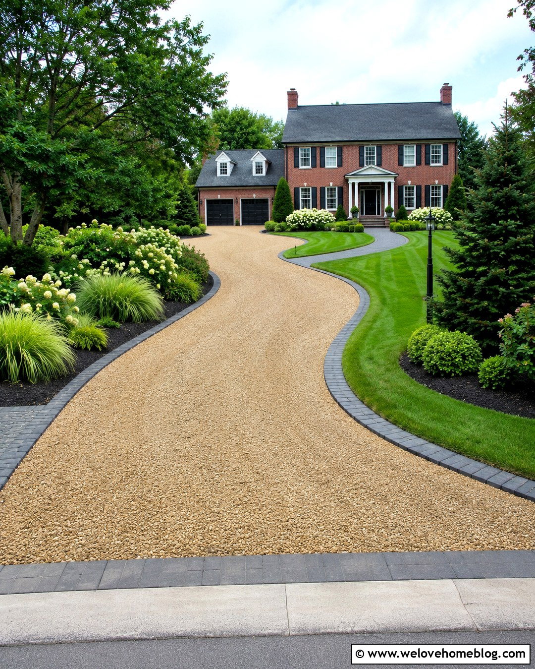 Curved Gravel Driveway With Paver Edging - 20 Gravel Driveway Landscaping Edging Ideas