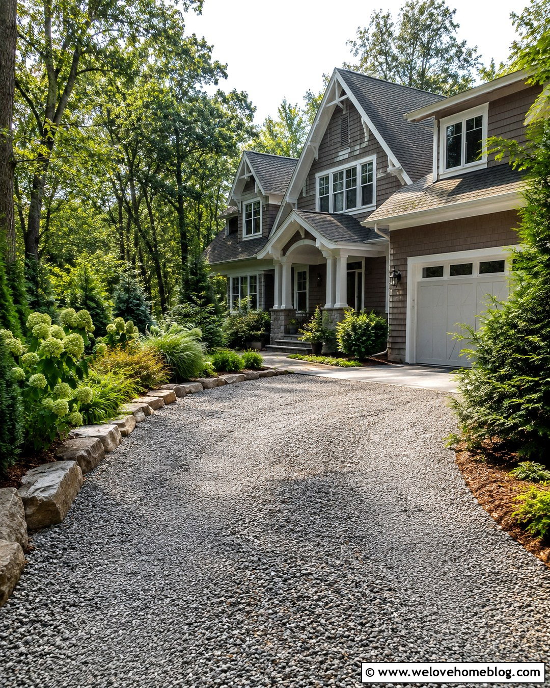 Curved Gravel Driveway With Stone Edging - 20 Nice Driveway Ideas