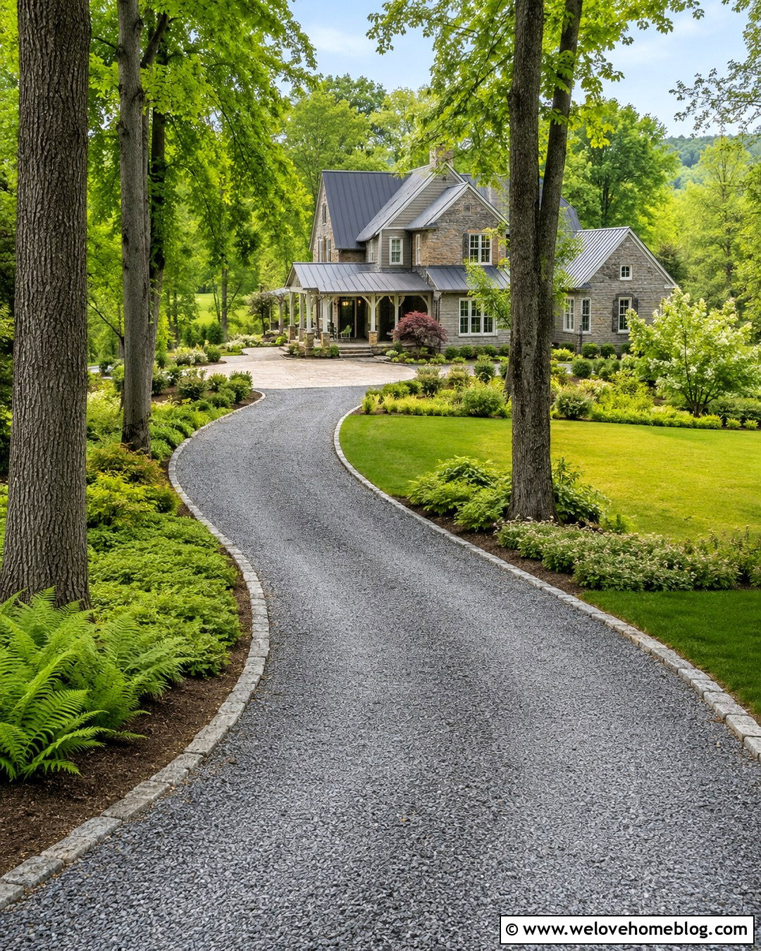 Curved Gravel Driveway With Trees - 20 front driveway design ideas