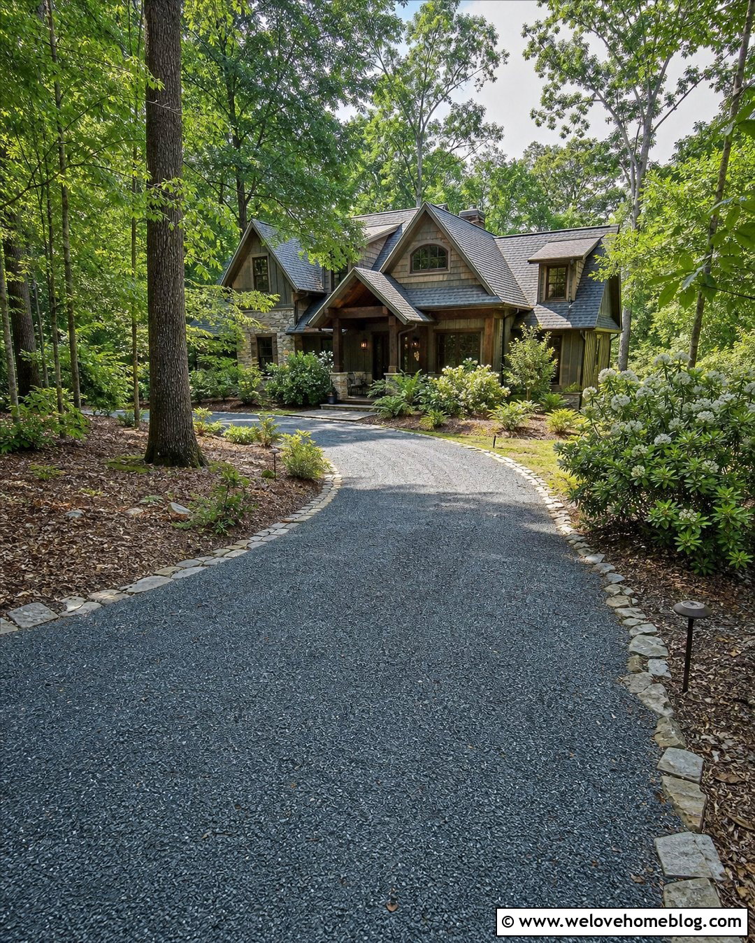 Curved Gravel Driveway With Woodland Planting - 20 landscaping gravel driveway ideas