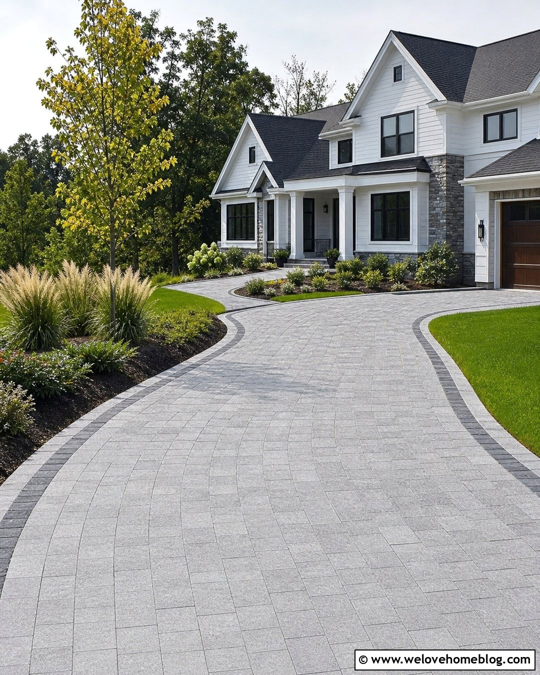 Curved Gray Stone Driveway - 20 Modern Gray Stone Driveway Ideas