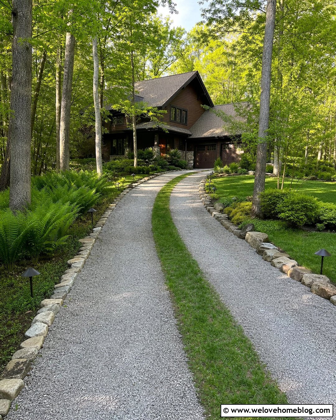 Curved Green Driveway - 25 Green Driveway Ideas