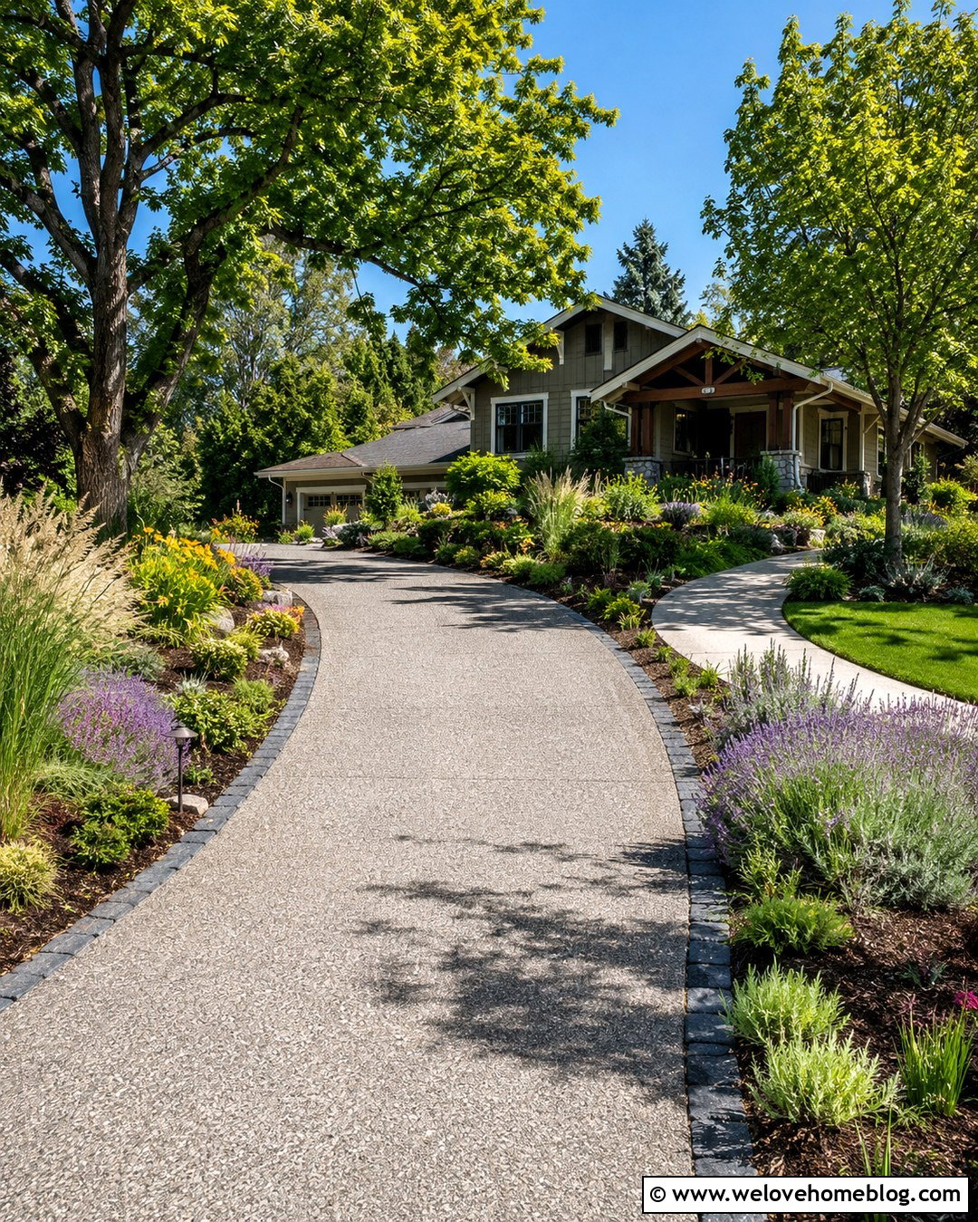 Curved Hill Driveway With Native Planting - 20 hill driveway landscaping ideas